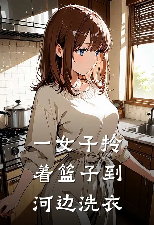 一女子拎着篮子到河边洗衣