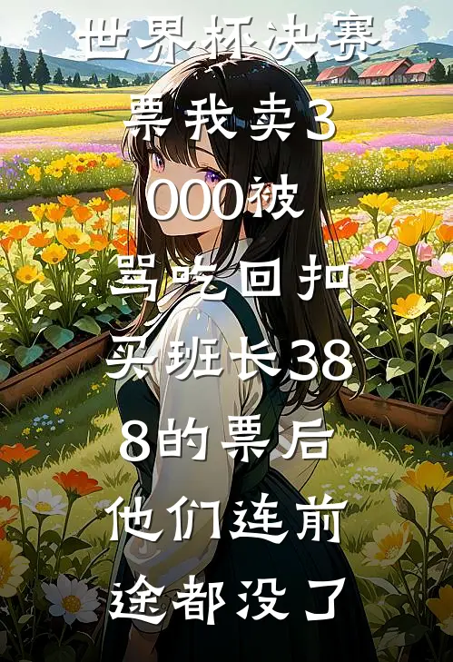 世界杯决赛票我卖3000被骂吃回扣,买班长388的票后他们连前途都没了