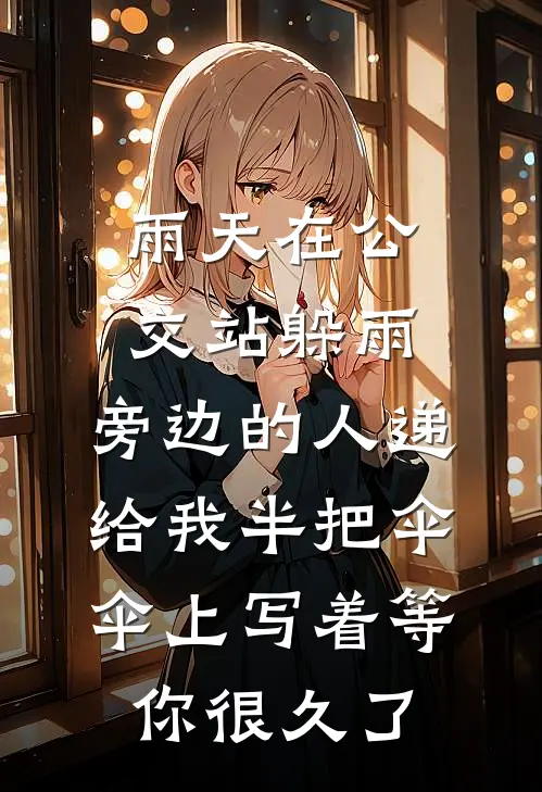 雨天在公交站躲雨，旁边的人递给我半把伞，伞上写着等你很久了
