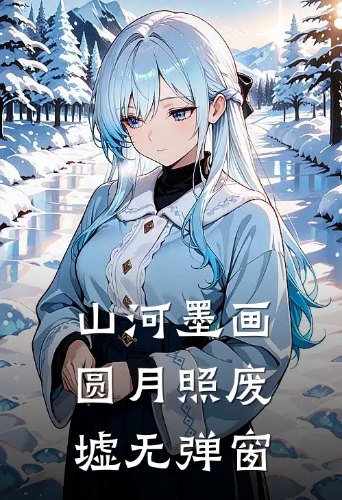 山河墨画，圆月照废墟无弹窗